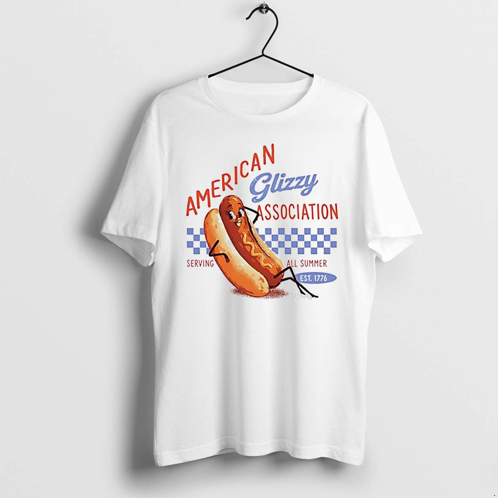 Original American Glizzy Association Serving All Summer Est 1776 Vintage Hot Dog White Tshirts