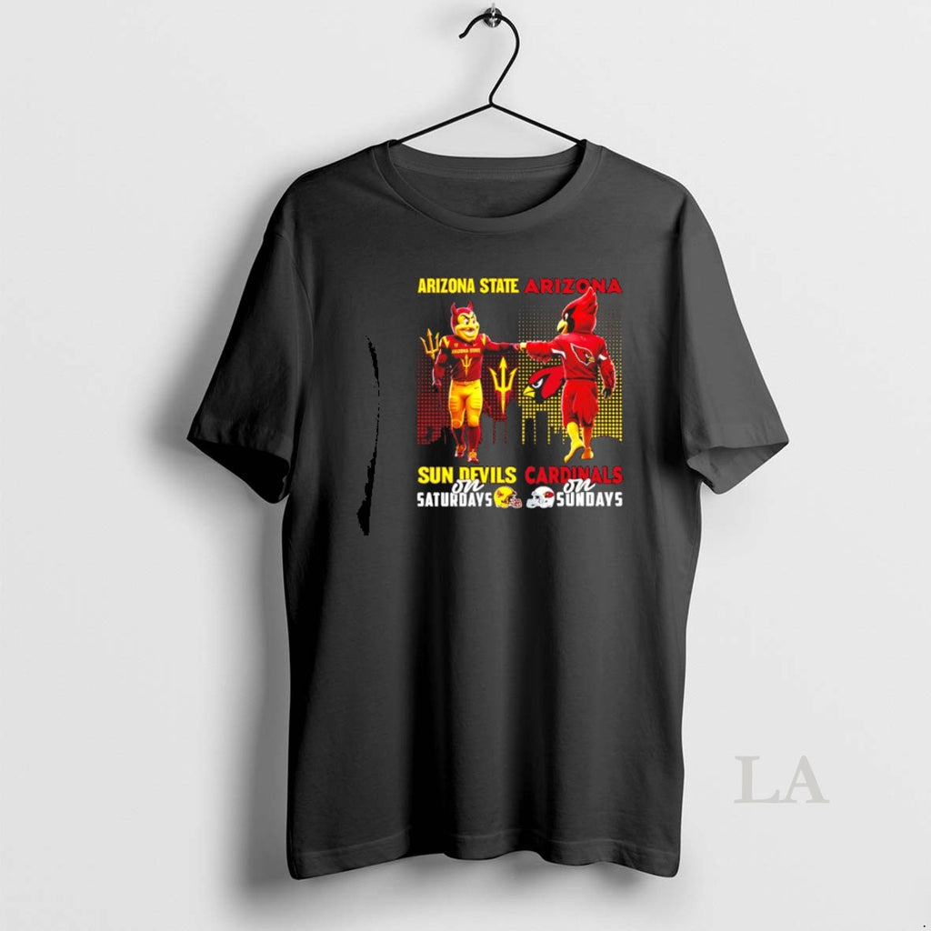 Original Arizona State Sun Devils On Saturdays Vs Arizona Cardinals On Sundays Mascot Skyline T-Shirts, Hoodie, Sweatshirt