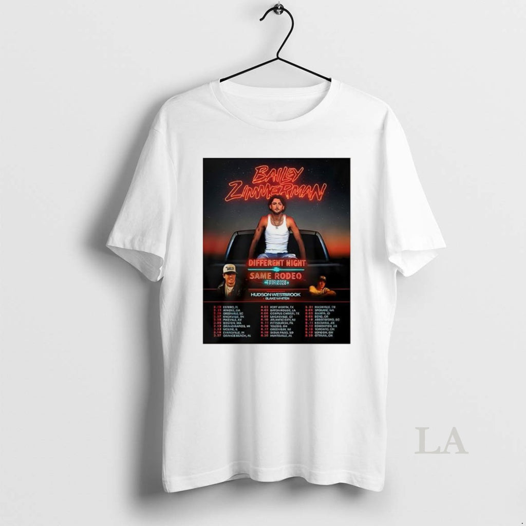Original Bailey Zimmerman Different Night Same Rodeo Tour 2026 T-Shirts, Hoodie, Sweatshirt | PopFlextees.com