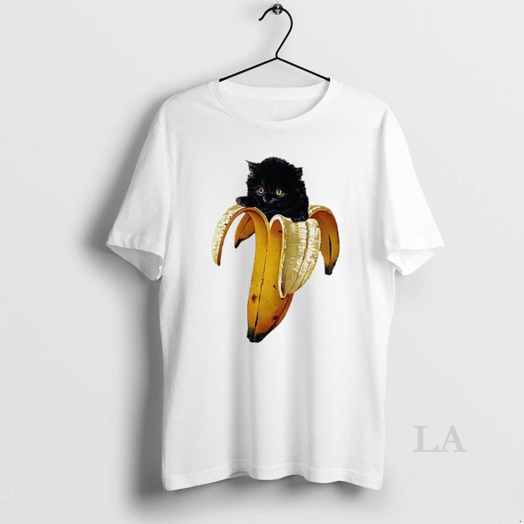Original Banana Cat Meme Black Kitten T-Shirts, Hoodie, Sweatshirt | PopFlextees.com