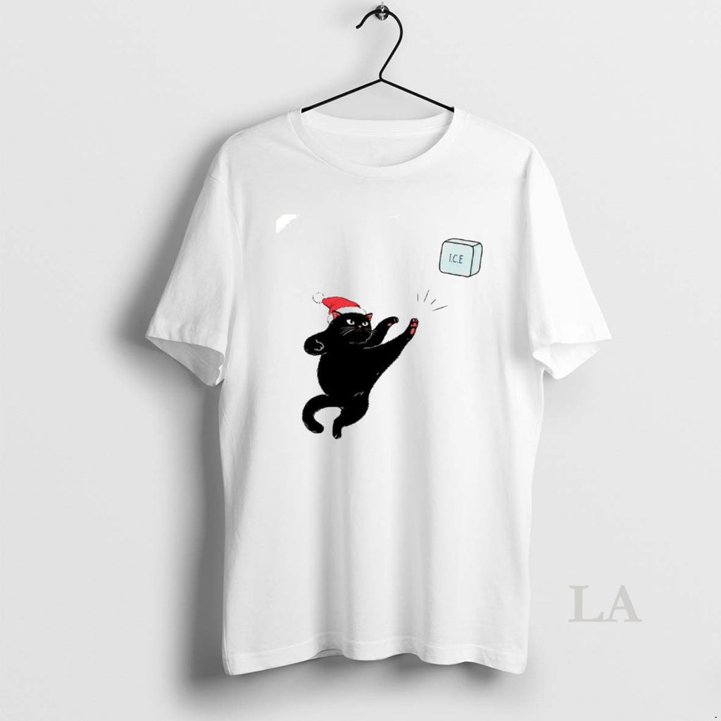 Original Black Cat Christmas Abolish Ice Fuck Ice Caricature T-Shirts, Hoodie, Sweatshirt | PopFlextees.com