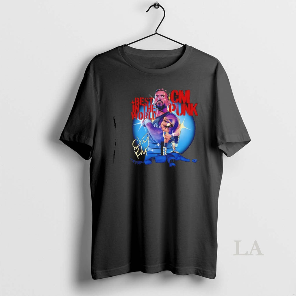 Original Cm Punk Best In The World Stencil Signature T-Shirts, Hoodie, Sweatshirt | PopFlextees.com