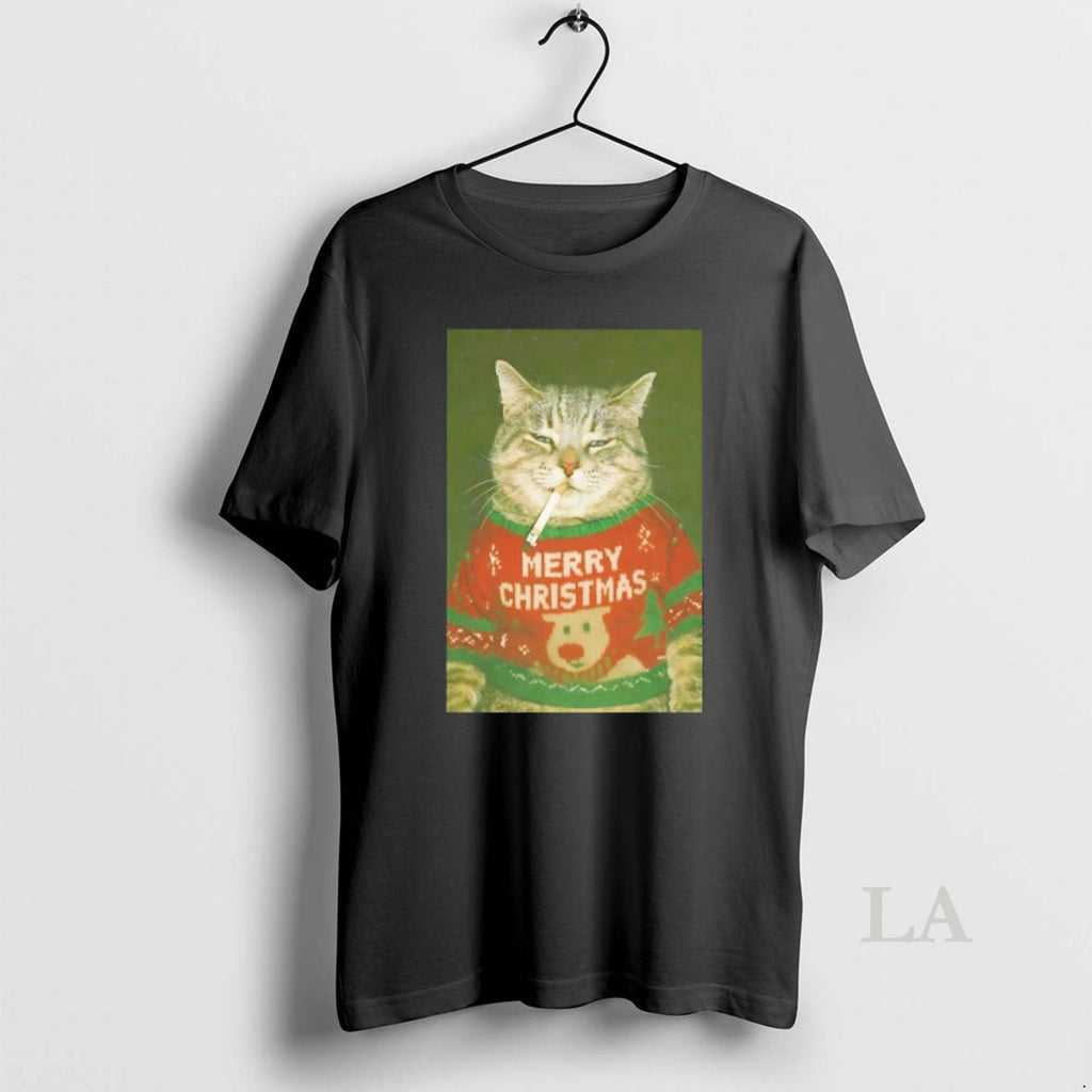 Original Cat Cigarette Merry Christmas 2025 T-Shirts, Hoodie, Sweatshirt | PopFlextees.com