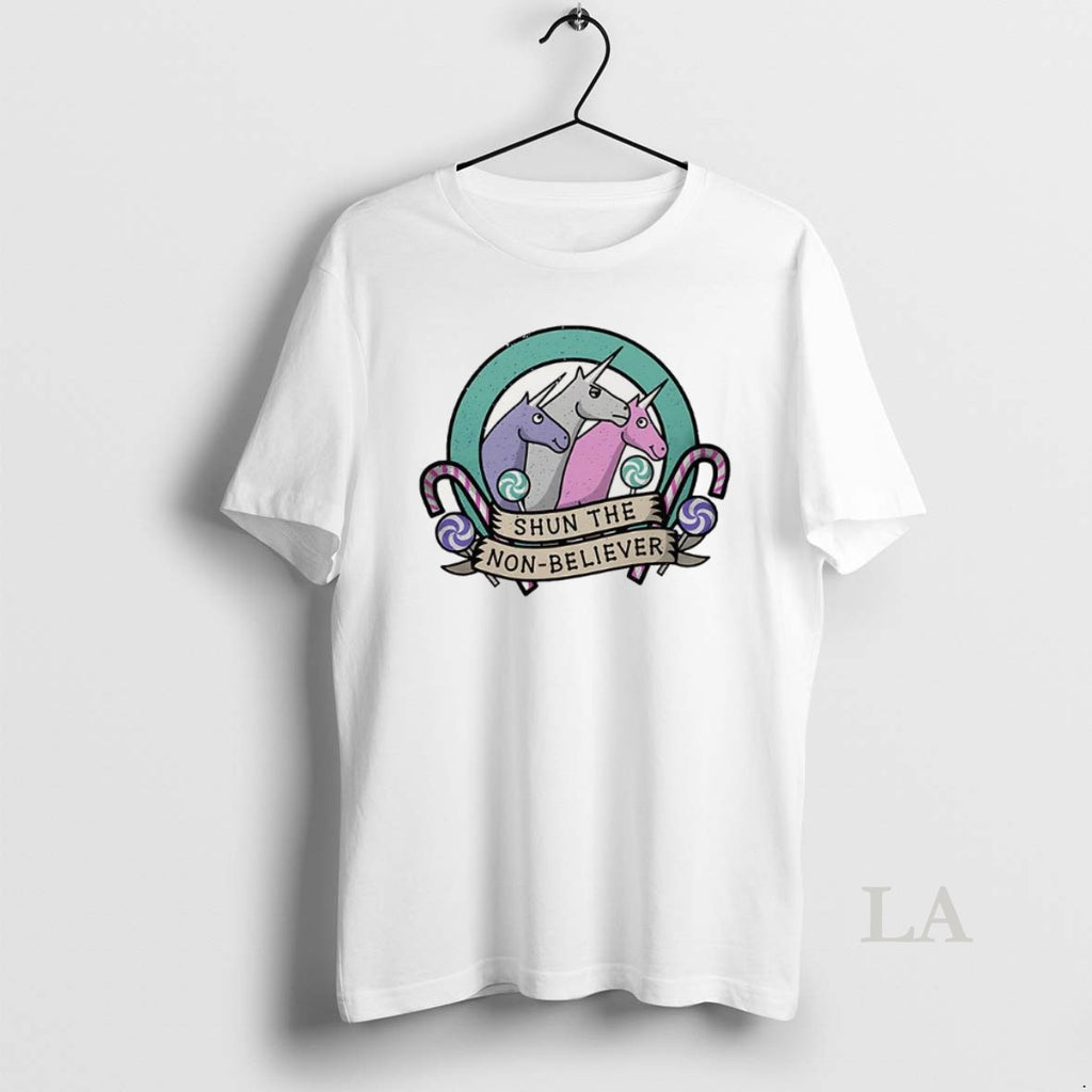 Original Charlie The Unicorn Shun The Non Believer Candy Cane Cartoon T-Shirts, Hoodie, Sweatshirt | PopFlextees.com