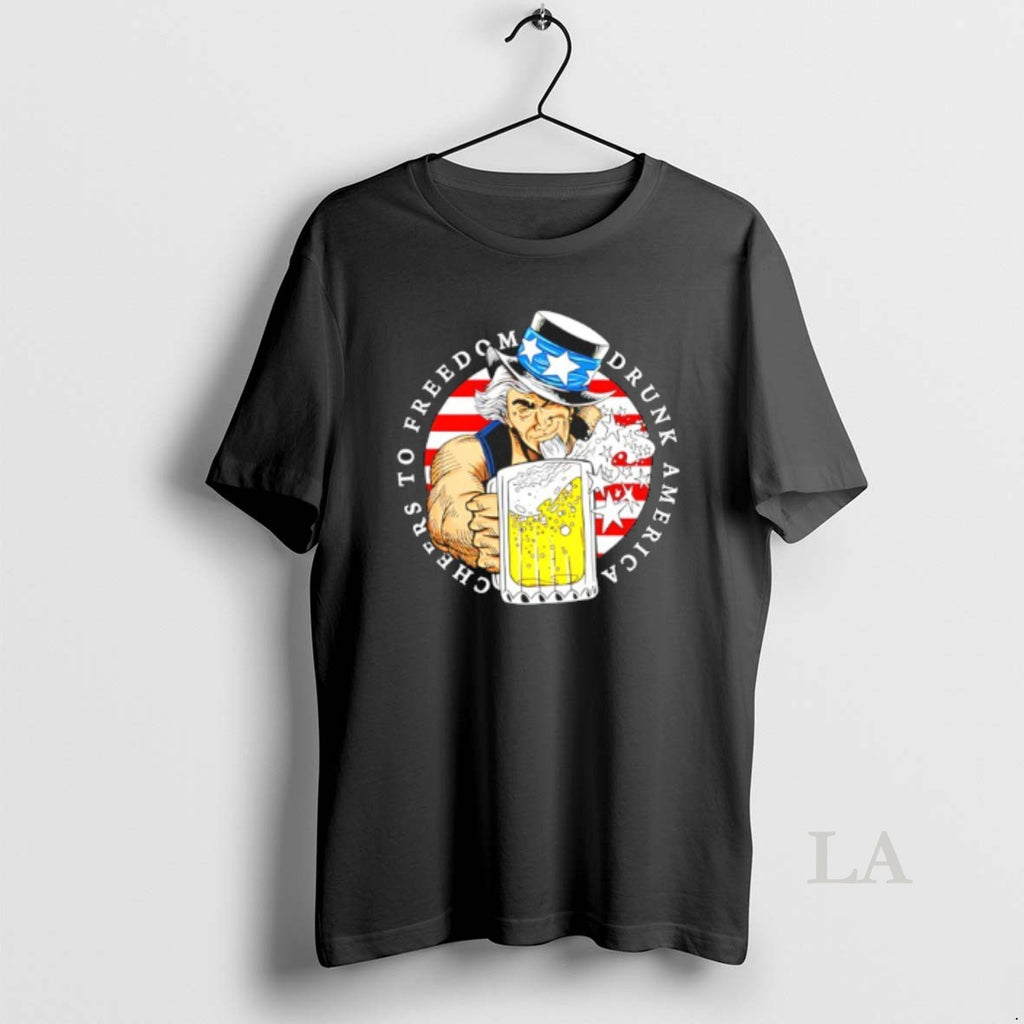 Original Cheers To Freedom Drunk America Uncle Sam T-Shirts, Hoodie, Sweatshirt | PopFlextees.com