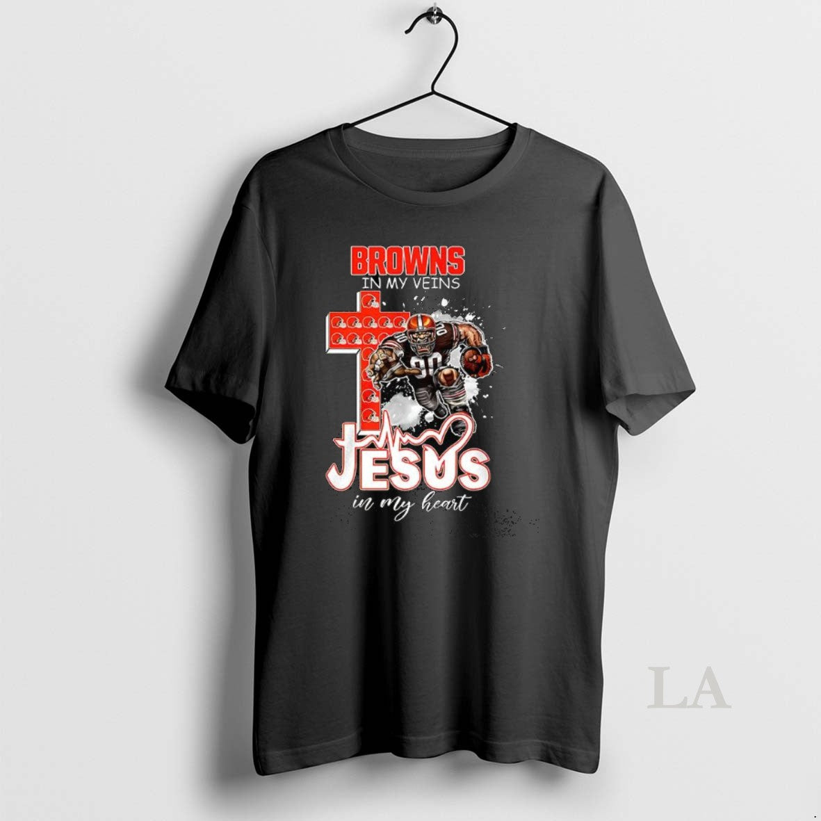 Original Cleveland Browns In My Veins Jesus In My Heart Mascot T-Shirts, Hoodie, Sweatshirt | PopFlextees.com