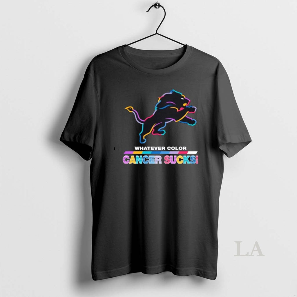 Original Detroit Lions Football Whatever Color Cancer Sucks Logo Colors T-Shirts, Hoodie, Sweatshirt | PopFlextees.com
