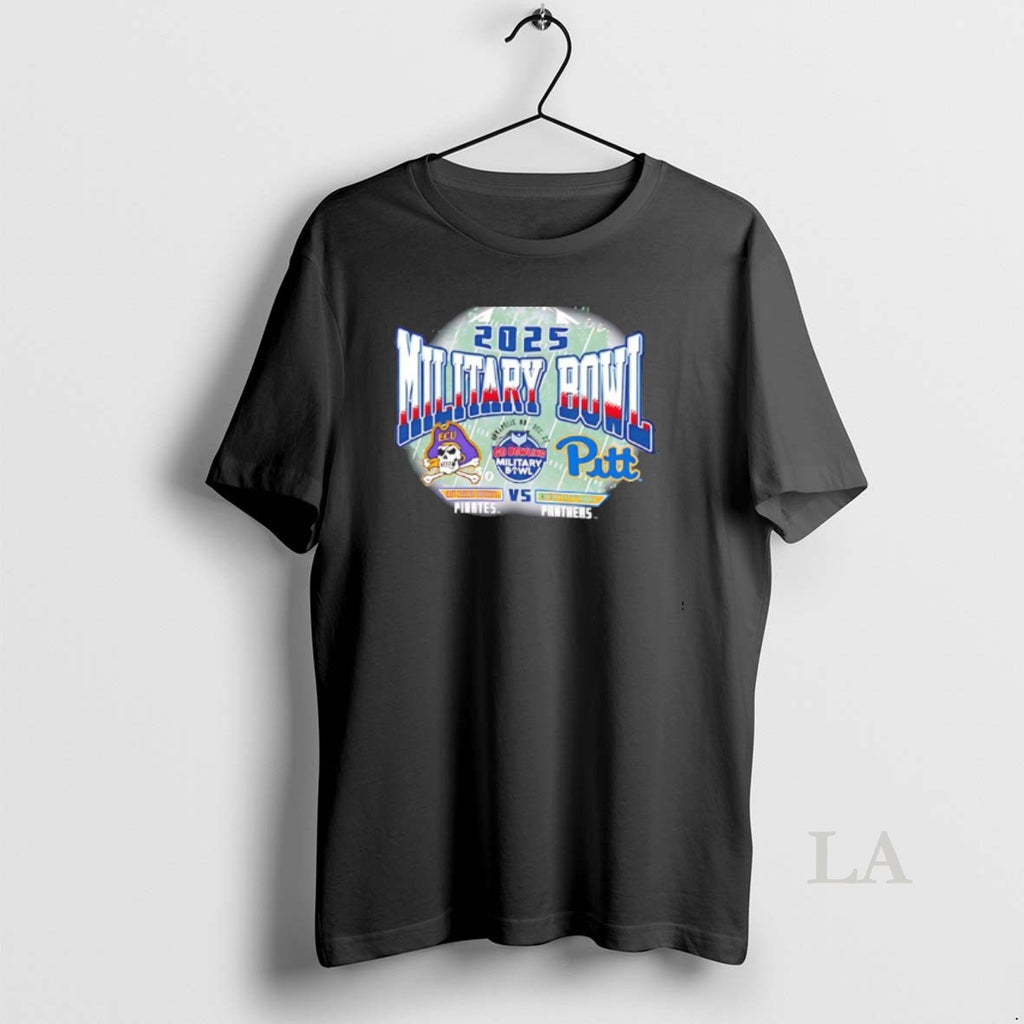 Original East Carolina Pirates Vs Pittsburgh Panthers 2025 Military Bowl Dueling Helmets T-Shirts, Hoodie, Sweatshirt