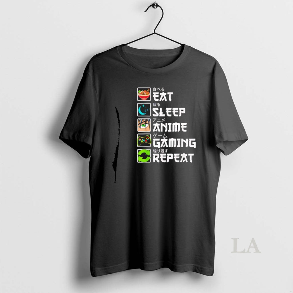 Original Eat Sleep Anime Gaming Repeat Gamer T-Shirts, Hoodie, Sweatshirt | PopFlextees.com