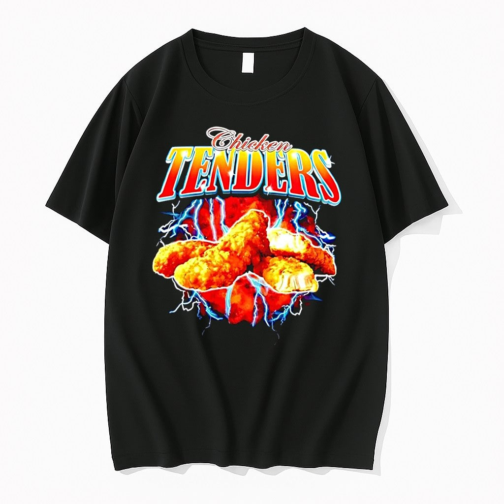 Original Electrifying Food Apparel Chicken Tenders Lightning Fried Fast Food Black Tshirts