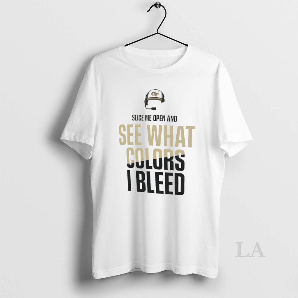 Original Georgia Tech Yellow Jackets Football Slice Me Open And See What Colors I Bleed T-Shirts, Hoodie, Sweatshirt