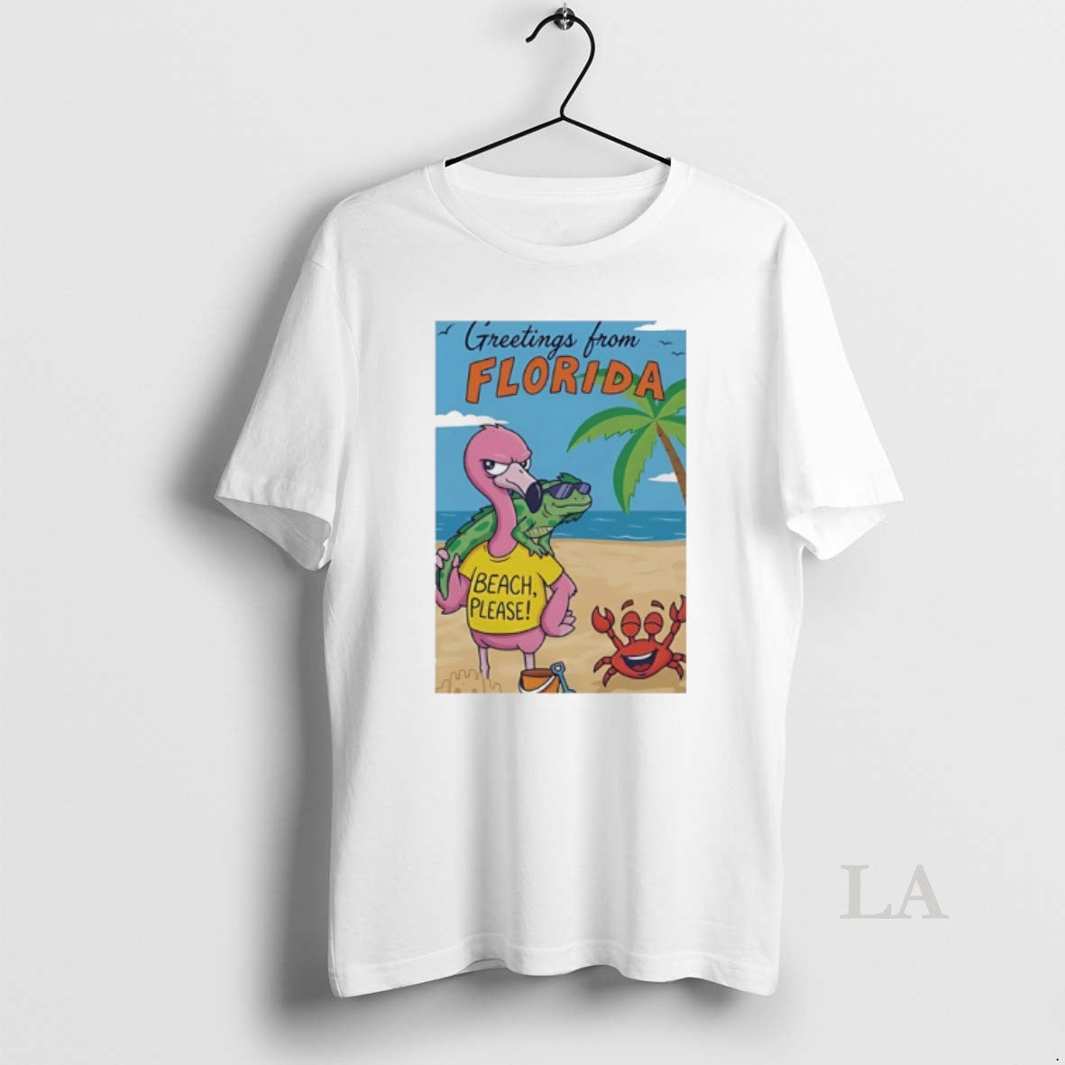 Original Greetings From Florida Pink Flamingo Iguana Beach Please Happy Crab T-Shirts, Hoodie, Sweatshirt | PopFlextees.com