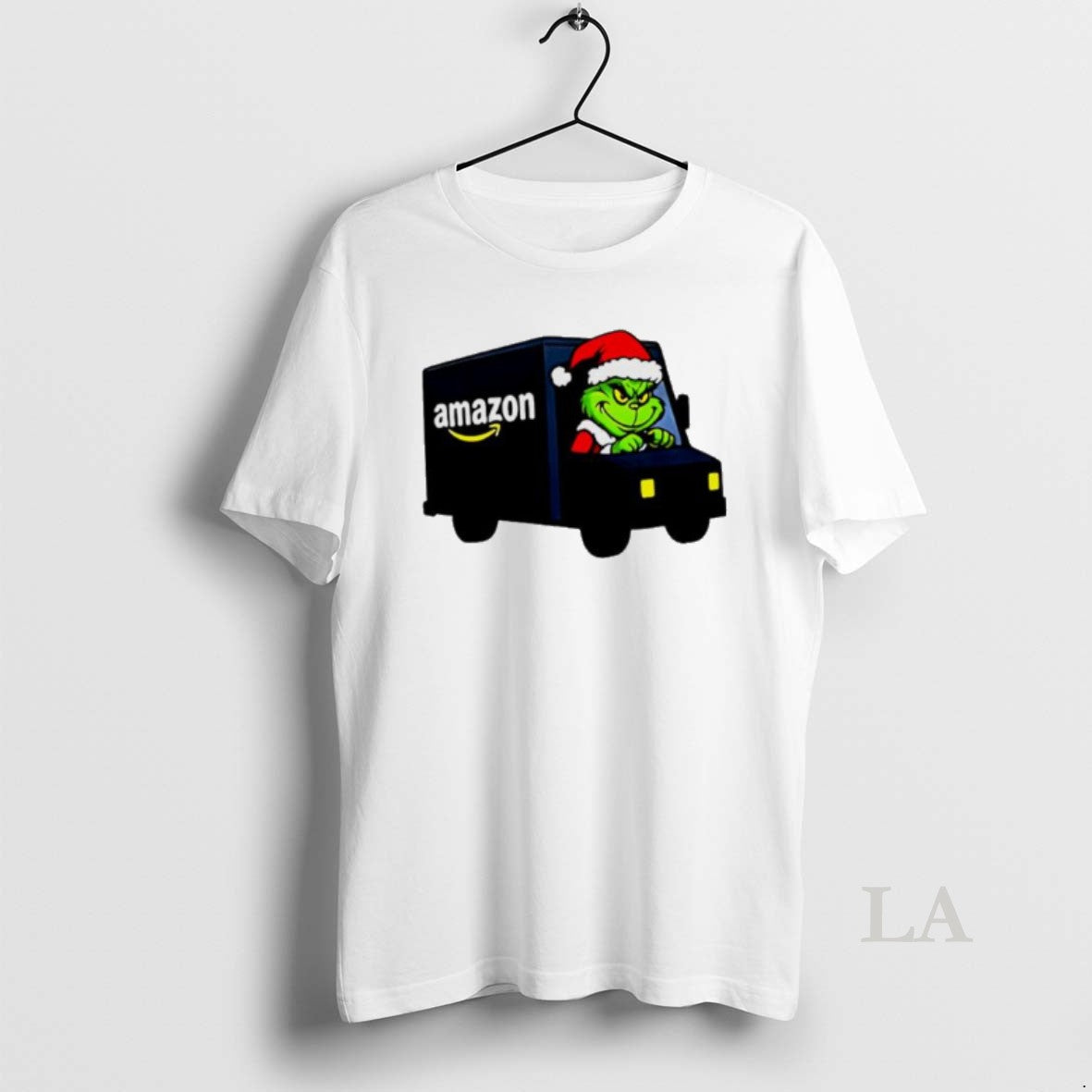 Original Grinch Santa Claus In Amazon Truck Merry Christmas T-Shirts, Hoodie, Sweatshirt | PopFlextees.com
