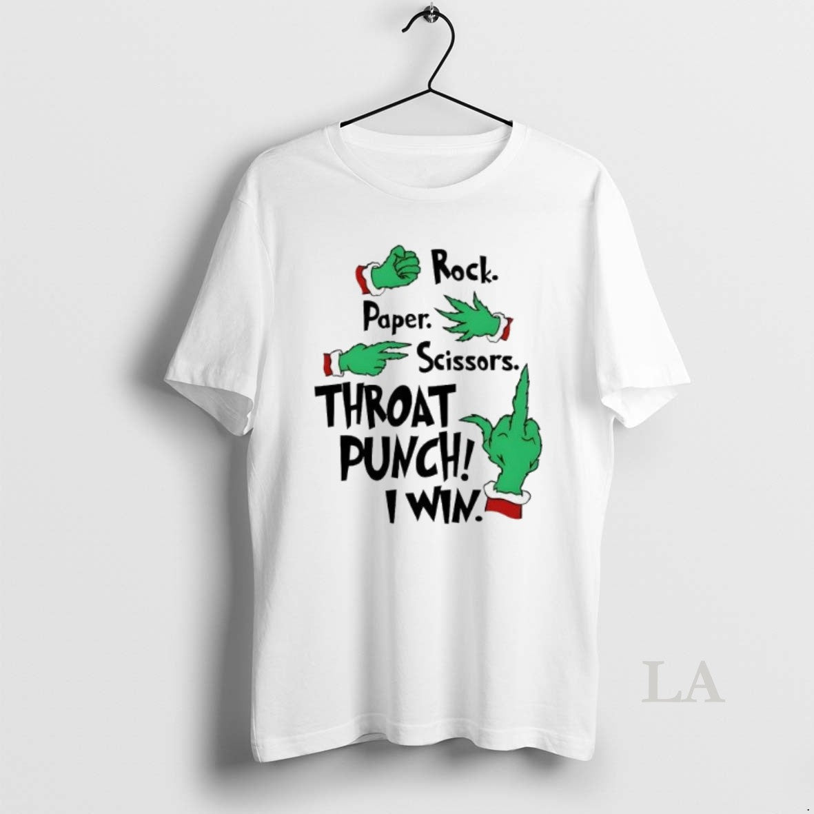 Original Grinch Hand Rock Paper Scissors Throat Punch I Win Christmas T-Shirts, Hoodie, Sweatshirt | PopFlextees.com