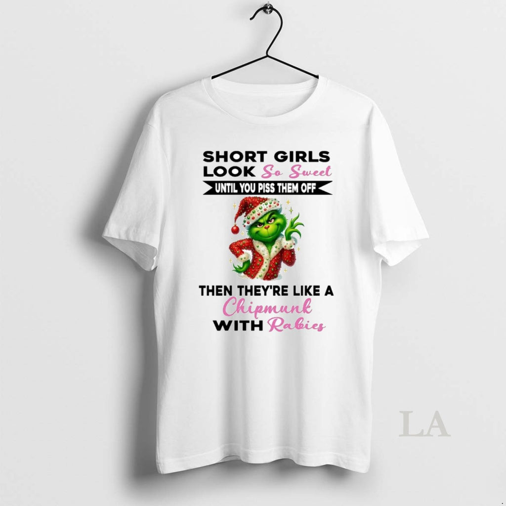 Original Grinch Short Girls Look So Sweet Theyre Like Chipmunk Christmas T-Shirts, Hoodie, Sweatshirt | PopFlextees.com
