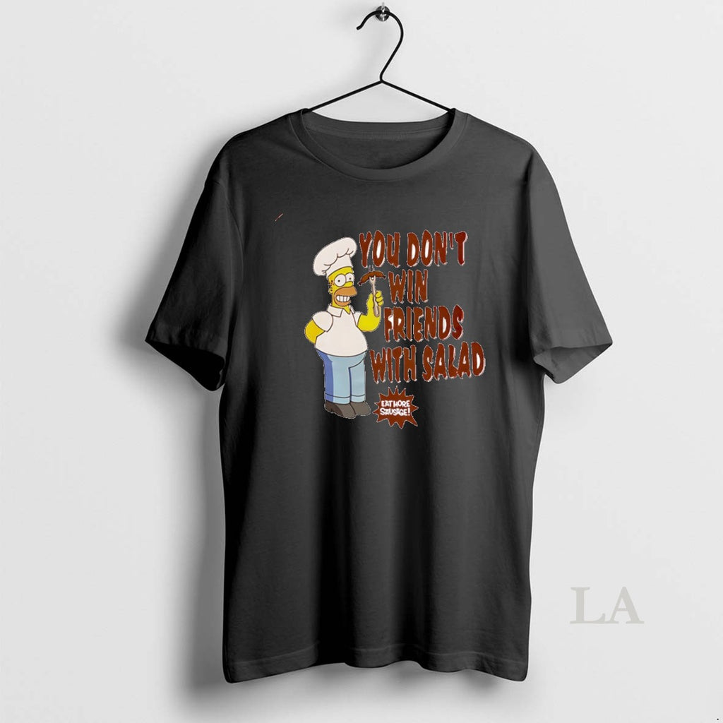 Original Homer Simpsons You Dont Win Friends With Salad Circle T-Shirts, Hoodie, Sweatshirt | PopFlextees.com
