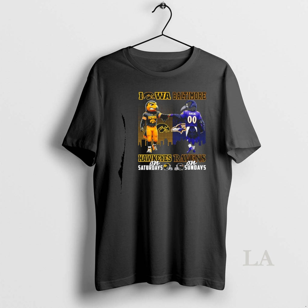 Original Iowa Hawkeyes On Saturdays Vs Baltimore Ravens On Sundays Mascot Skyline T-Shirts, Hoodie, Sweatshirt