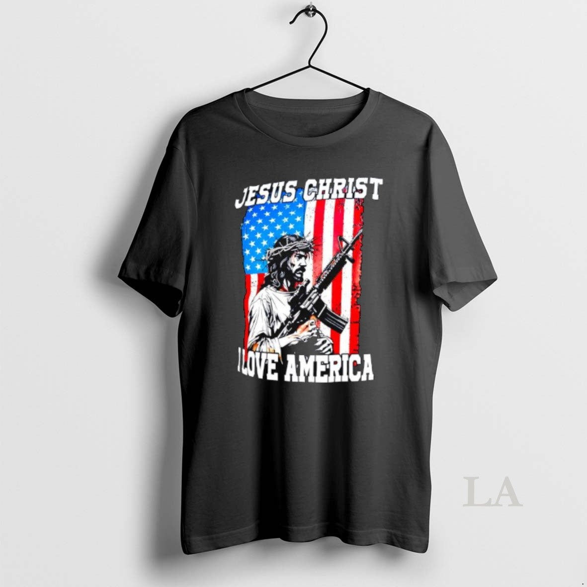 Original Jesus Christ I Love America Rifle American Flag Graphic T-Shirts, Hoodie, Sweatshirt | PopFlextees.com