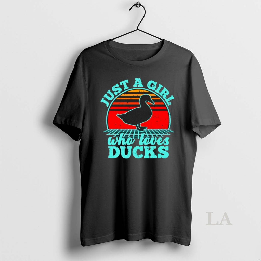 Original Just A Girl Who Loves Ducks Sunset T-Shirts, Hoodie, Sweatshirt | PopFlextees.com