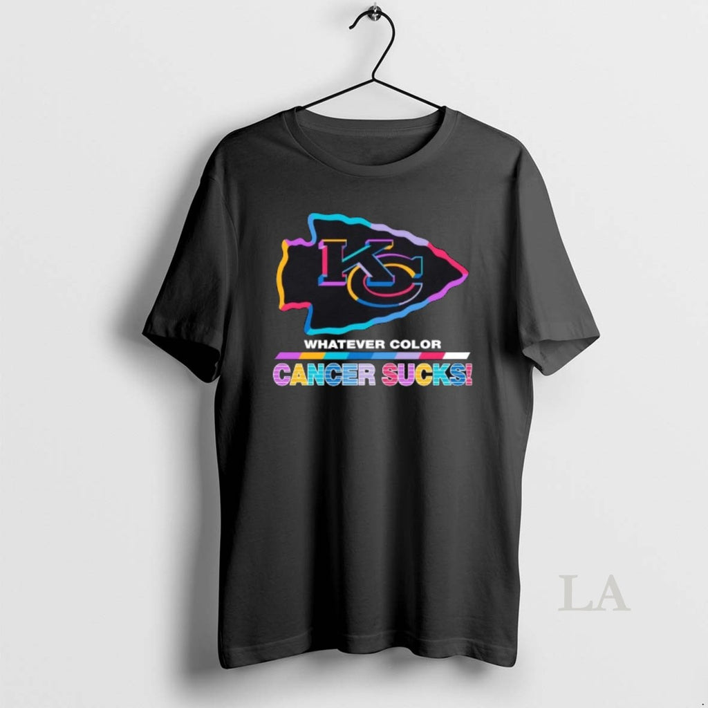 Original Kansas City Chiefs Football Whatever Color Cancer Sucks Logo Colors T-Shirts, Hoodie, Sweatshirt | PopFlextees.com