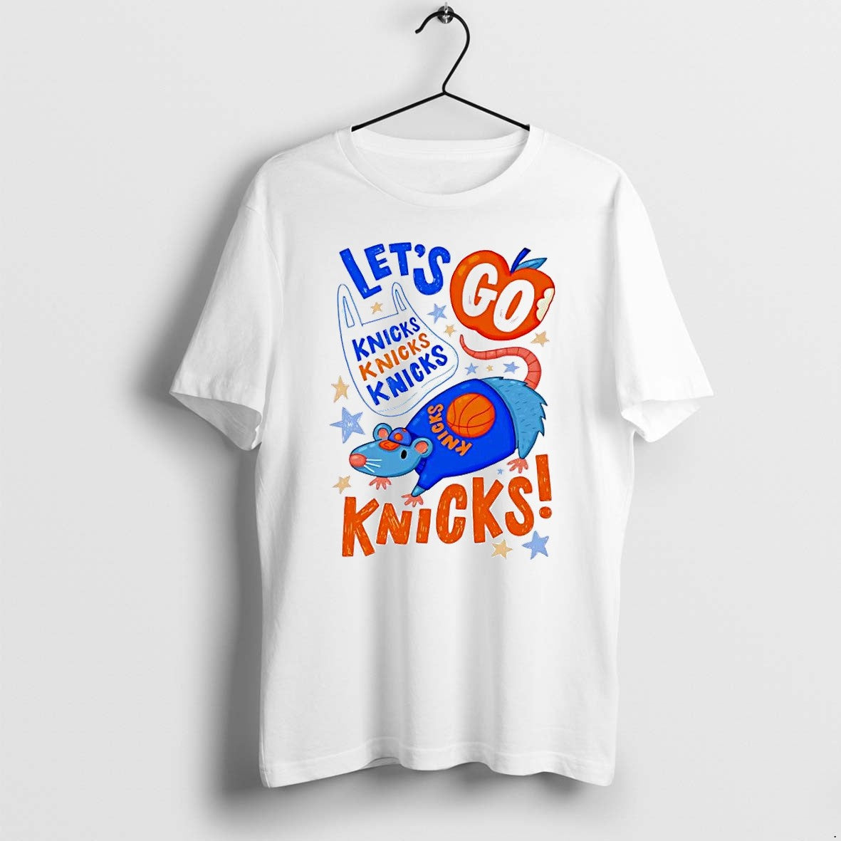 Original Lets Go Knicks New York Rat Plastic Bag Apple White Tshirts Jpg