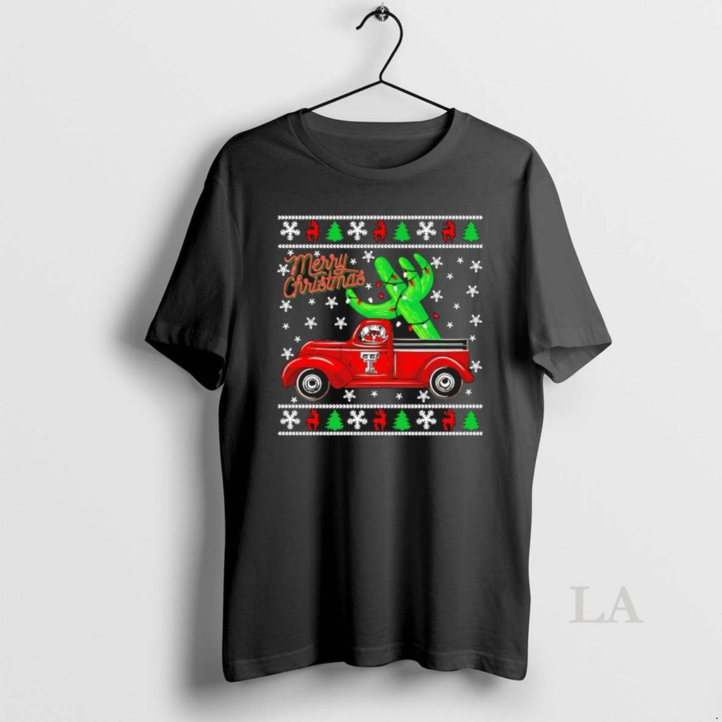Original Merry Christmas Texas Tech Red Raiders Cactus Truck T-Shirts, Hoodie, Sweatshirt | PopFlextees.com