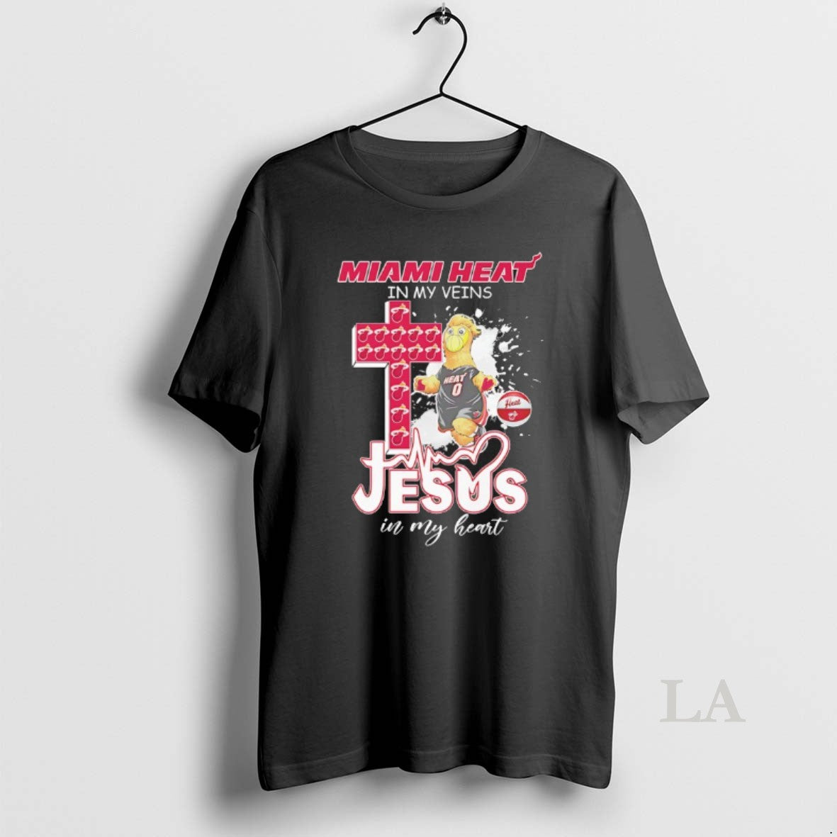 Original Miami Heat In My Veins Jesus In My Heart Mascot T-Shirts, Hoodie, Sweatshirt | PopFlextees.com