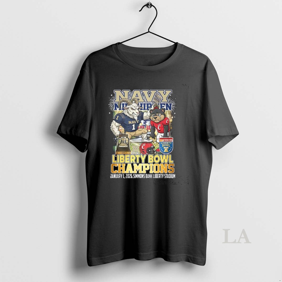 Original Navy Midshipmen Beat Cincinnati Bearcats Ncaa Autozone Liberty Bowl Champions 2026 Mascot T-Shirts, Hoodie,...