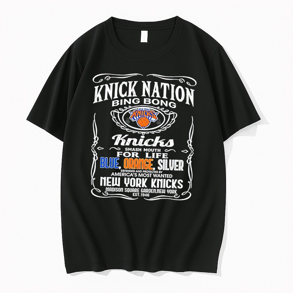 Original New York Knicks Knick Nation Bing Bong Blue Orange Silver Logo Tee Tshirts