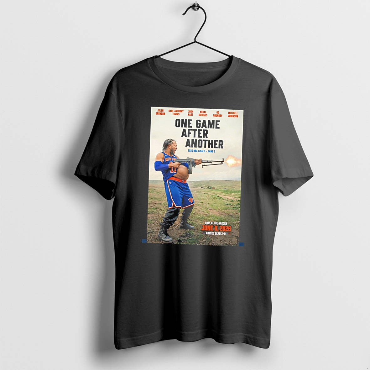 Original New York Knicks One Game After Another Jalen Brunson Holding Rifle Tee Tshirts