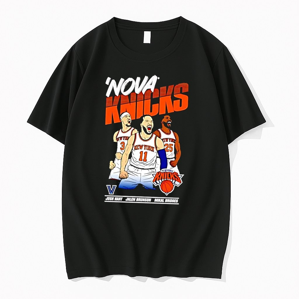 Original Nova Knicks Josh Hart Jalen Brunson Mikal Bridges Villanova Basketball Team Black Tshirts