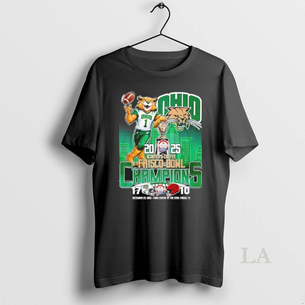 Original Ohio Bobcats 2025 Scooters Coffee Frisco Bowl Champions City Skyline T-Shirts, Hoodie, Sweatshirt