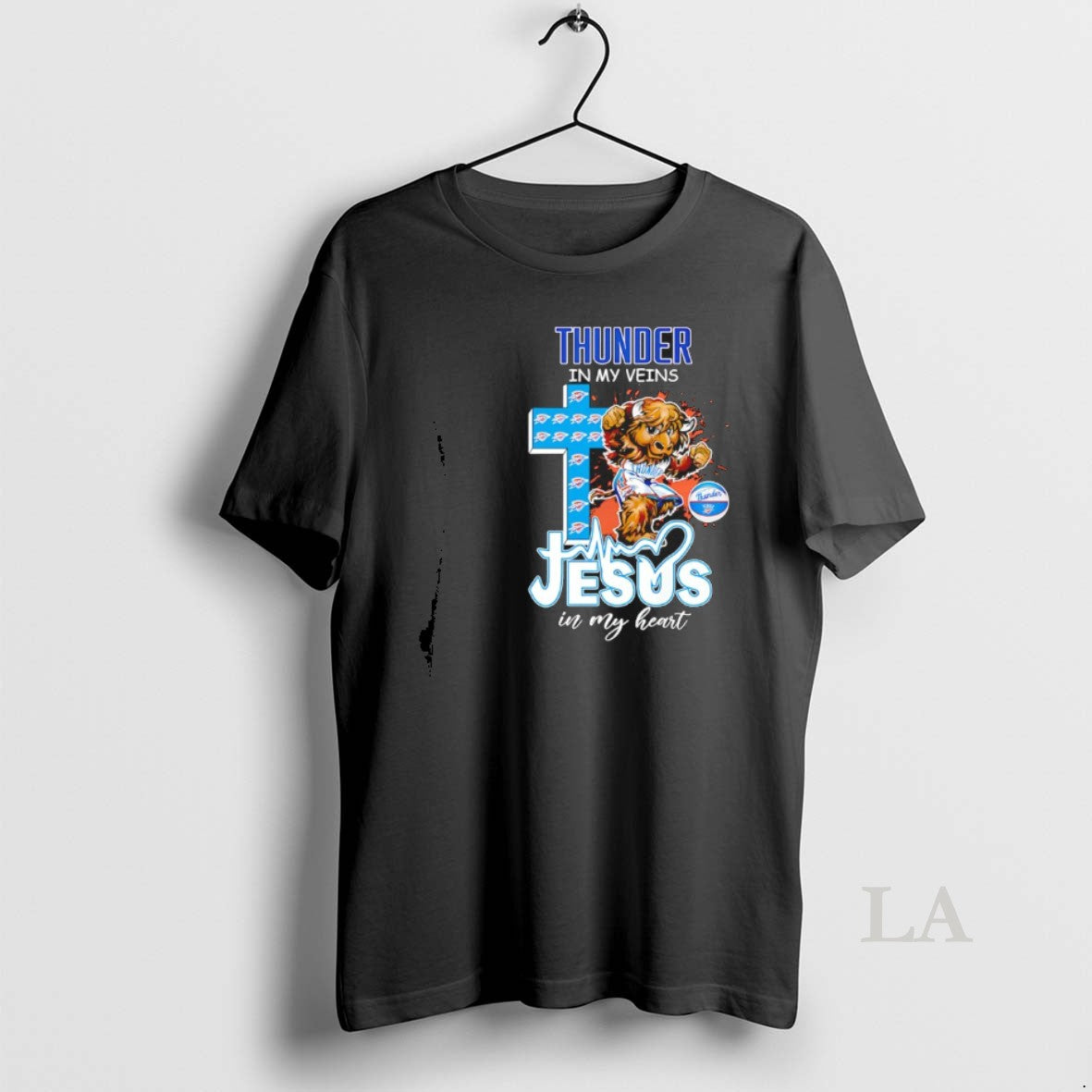 Original Oklahoma City Thunder In My Veins Jesus In My Heart Mascot T-Shirts, Hoodie, Sweatshirt | PopFlextees.com