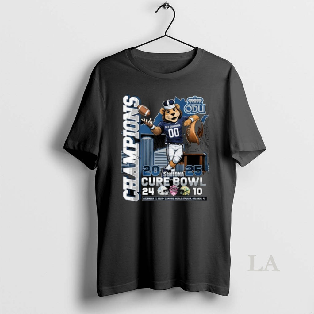 Original Old Dominion Monarchs 2025 Staffdna Cure Bowl Champions Mascot T-Shirts, Hoodie, Sweatshirt | PopFlextees.com