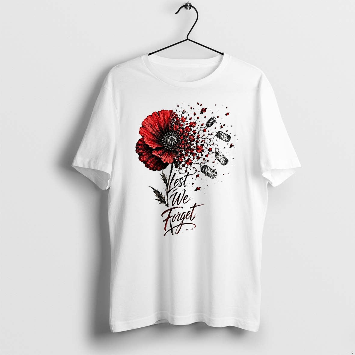 Original Poppy Flower Military Dog Tags Lest We Forget Remembrance Tshirts Jpg