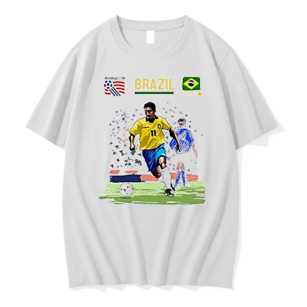 Original Romario Brazil National Team 1994 World Cup Soccer Tshirts Jpg