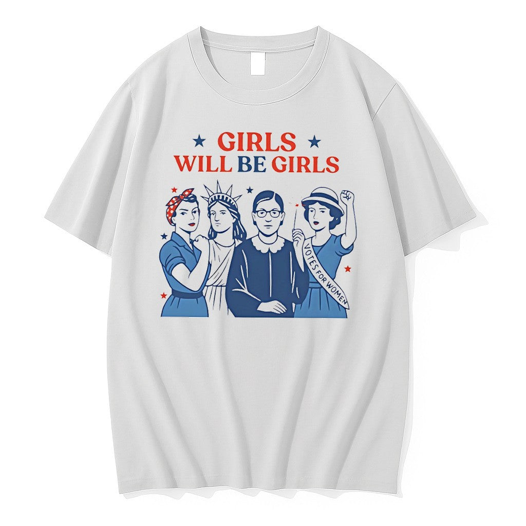 Original Rosie The Riveter Statue Of Liberty Girls Will Be Girls Vintage Tshirts