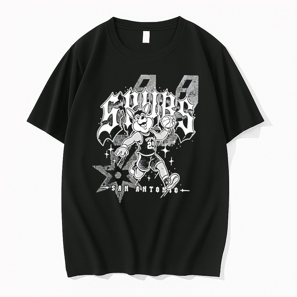 Original San Antonio Spurs Mascot The Coyote 21 Dunking Basketball Retro Black Tshirts