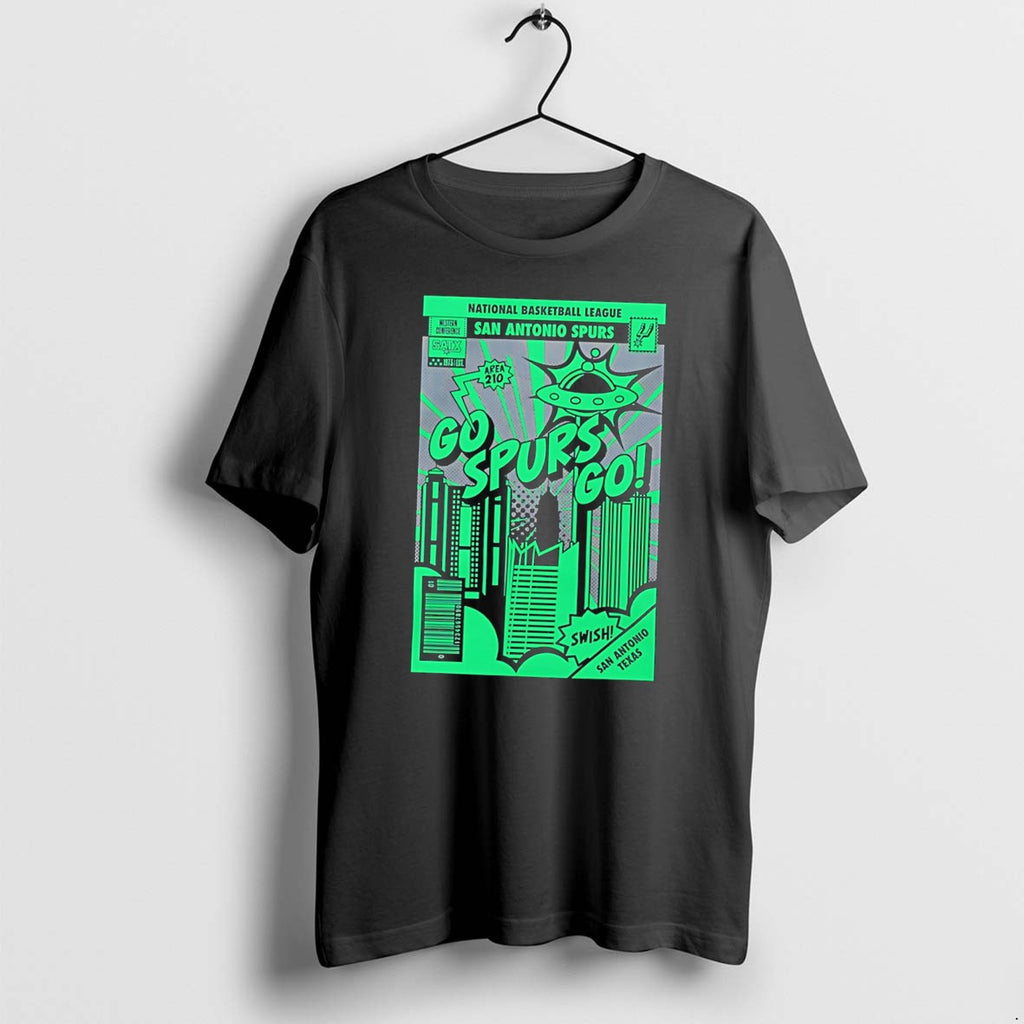 Original San Antonio Spurs National Basketball League Go Spurs Go Comic Book Tee Tshirts