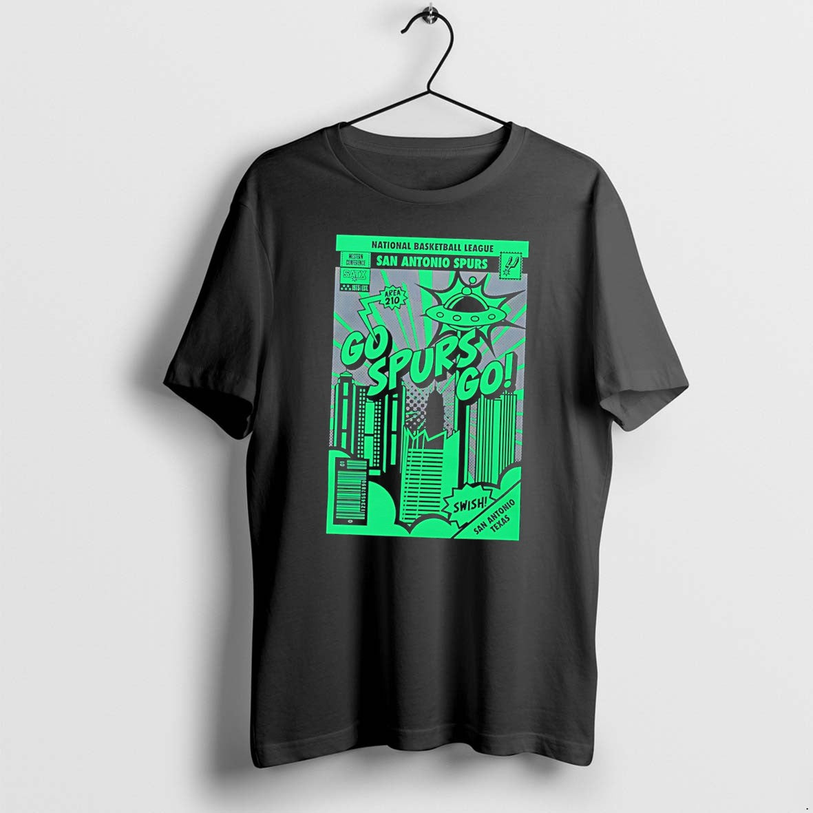 Original San Antonio Spurs National Basketball League Go Spurs Go Comic Book Tee Tshirts