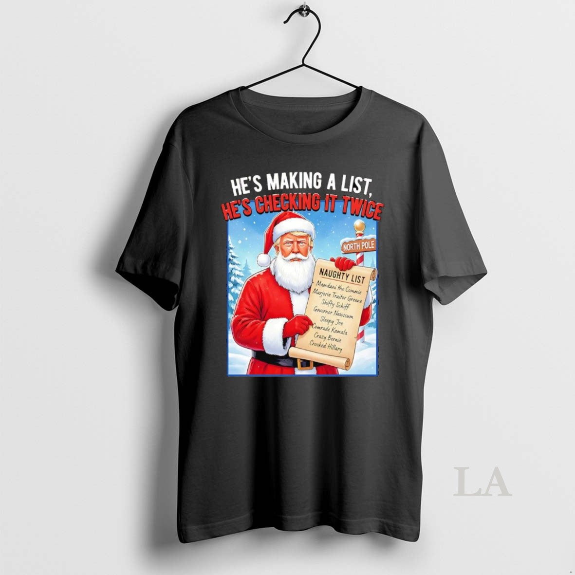 Original Santa Trump Hes Making A Naughty List Checking It Twice Christmas T-Shirts, Hoodie, Sweatshirt | PopFlextees.com