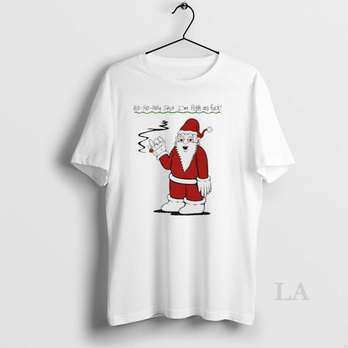Original Santa Cigar Ho Oho Holy Shit Im High As Fuck T-Shirts, Hoodie, Sweatshirt | PopFlextees.com