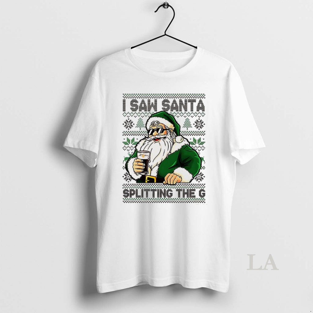 Original Santa Drinking Beer I Saw Santa Splitting The G Ugly Christmas T-Shirts, Hoodie, Sweatshirt | PopFlextees.com