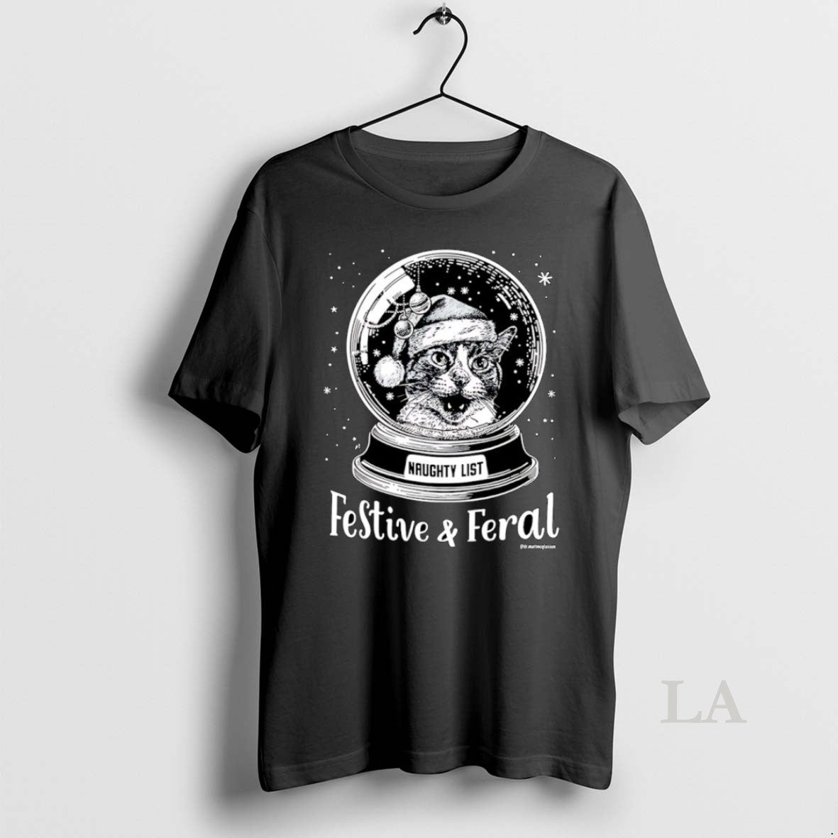 Original Santa Hat Cat Snow Globe Festive And Feral T-Shirts, Hoodie, Sweatshirt | PopFlextees.com