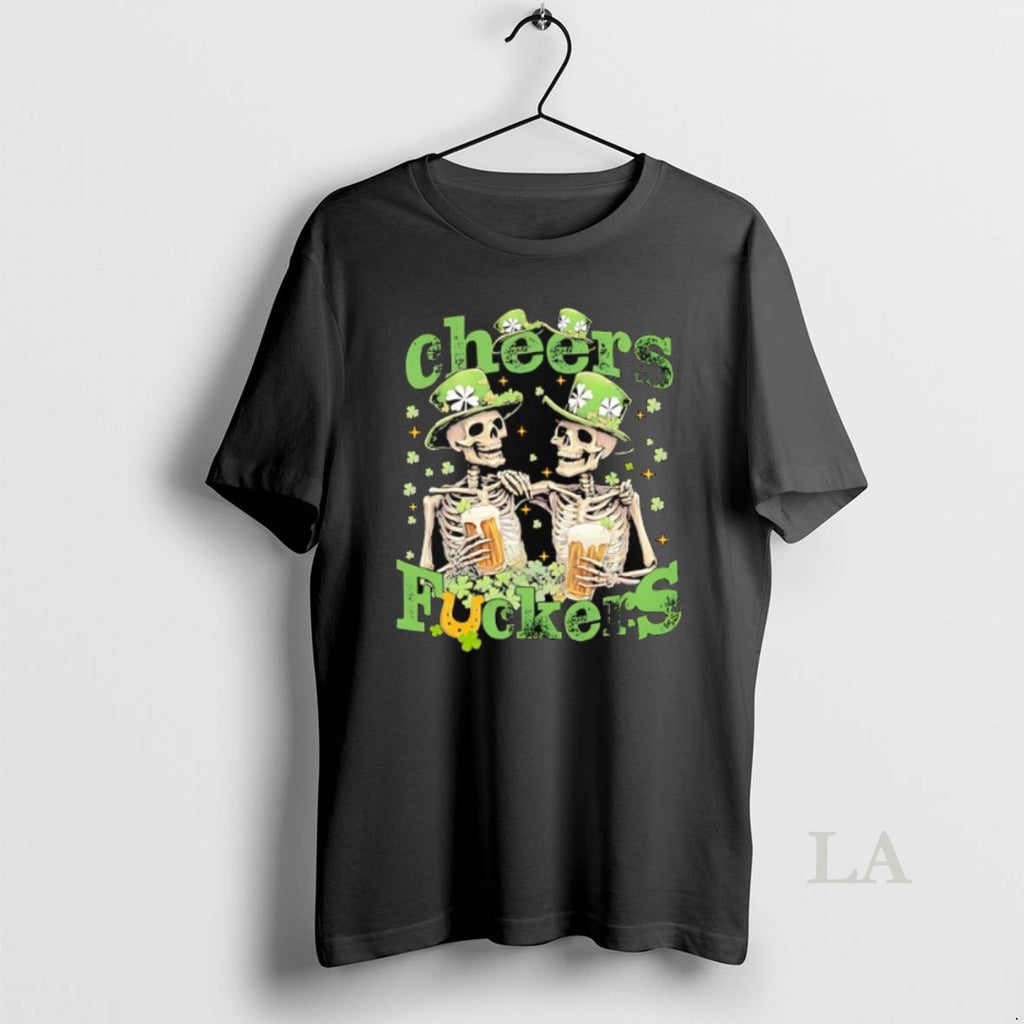 Original Skeleton Drinking Beer Cheers Fuckers St Patricks Day Funny T-Shirts, Hoodie, Sweatshirt | PopFlextees.com