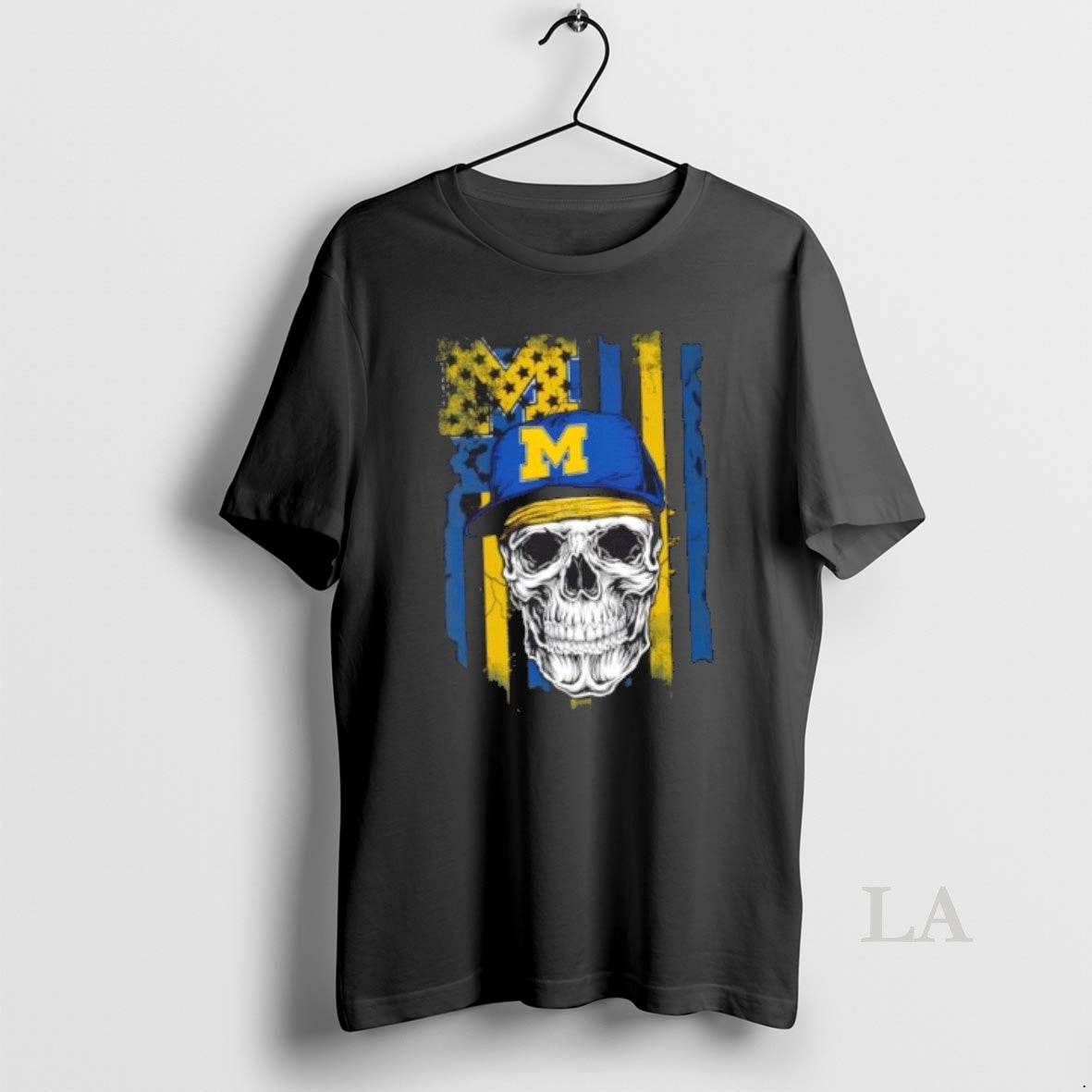 Original Skull Wearing A Cap Michigan Wolverines Us Flag T-Shirts, Hoodie, Sweatshirt | PopFlextees.com