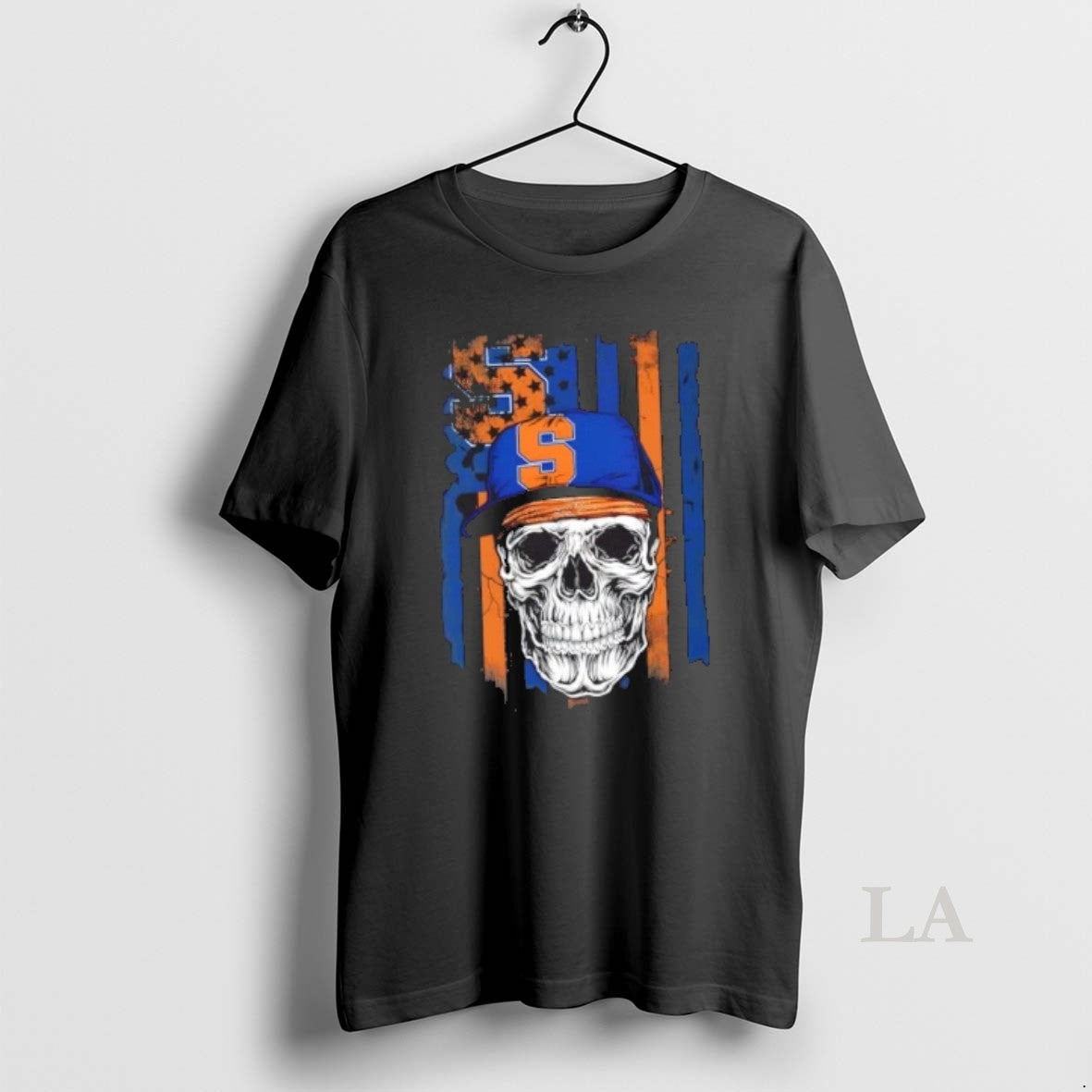 Original Skull Wearing A Cap Syracuse Orange Us Flag T-Shirts, Hoodie, Sweatshirt | PopFlextees.com