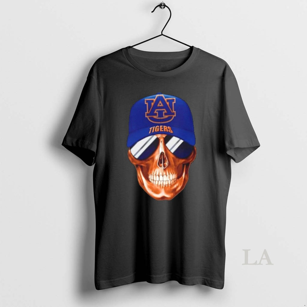 Original Skull Wearing A Cap And Smile Auburn Tigers Fans T-Shirts, Hoodie, Sweatshirt | PopFlextees.com