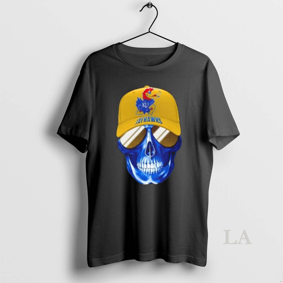 Original Skull Wearing A Cap And Smile Kansas Jayhawks Fans T-Shirts, Hoodie, Sweatshirt | PopFlextees.com