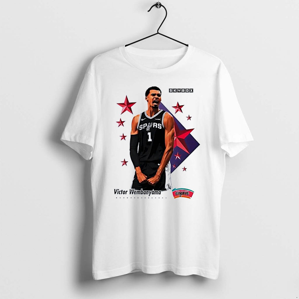Original Skybox Victor Wembanyama San Antonio Spurs Basketball Trading Card White Tshirts